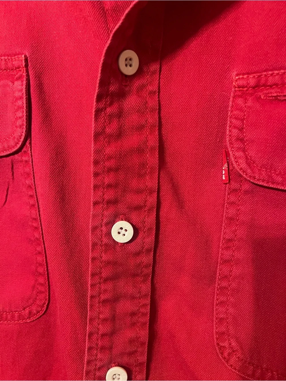 Vintage 90’s Levi’s Men’s Button Up Shirt - Size XL - Red